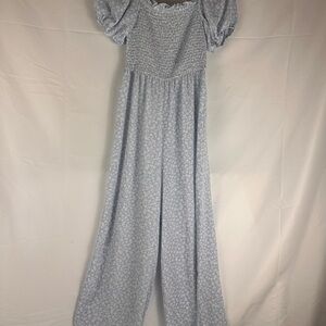 Chic Light Blue Floral Jumpsuit